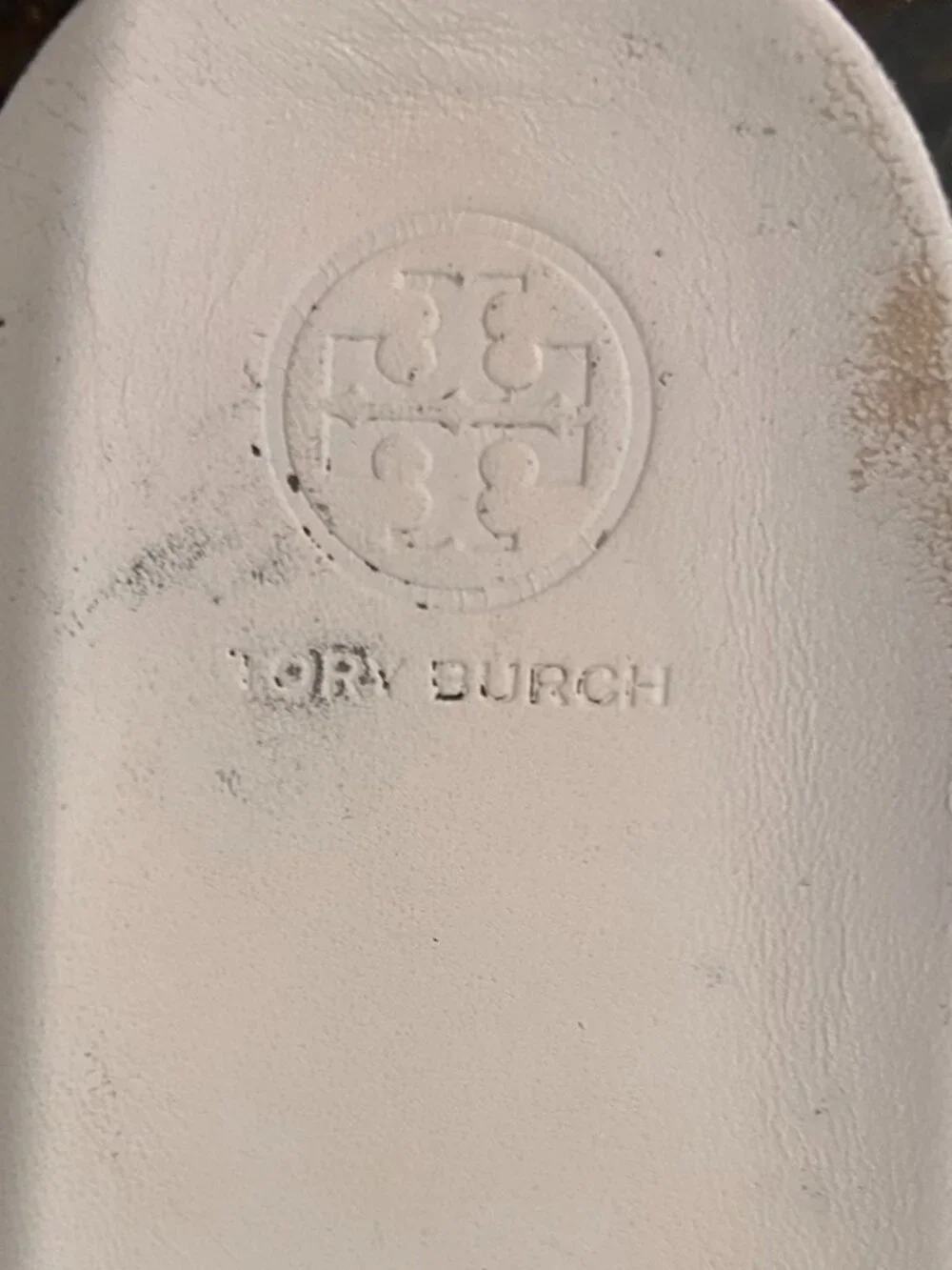 EUC Tory Burch Leigh Logo Sneakers White Leather Snake Trim Designer Low-Top